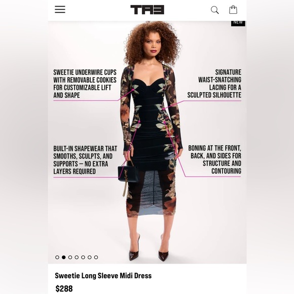 TA3 Sweetie Long Sleeve Midi Dress L